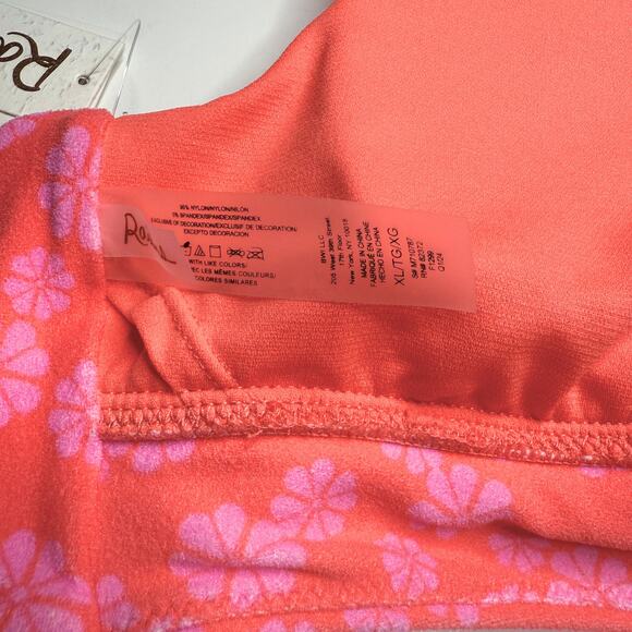 Raisins Floral Cannes Padded Ruffle V-Neck Bikini Top Size XL Juniors' Orange - Picture 7 of 10